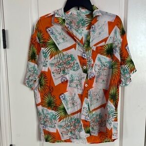 Urban Outfitters Vacation Shirt Orange Palm Print Lightweight Size S